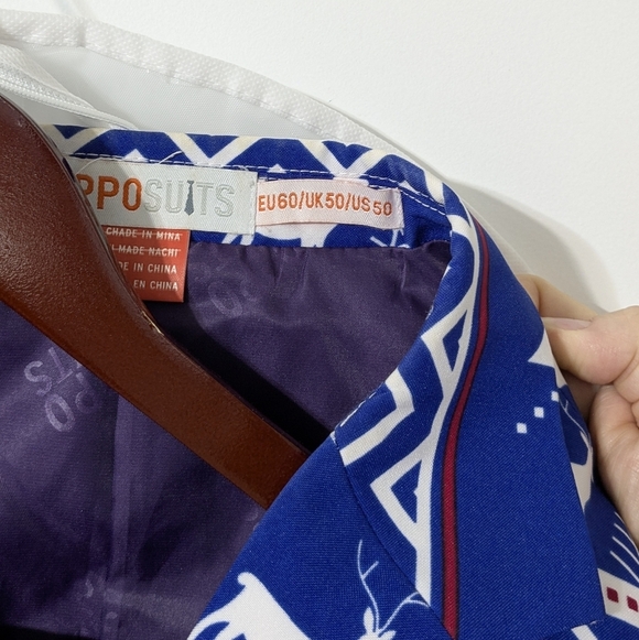 OppoSuits Christmas Holiday reindeer snowflake suit, 50 US, 41-42 waist - Picture 4 of 13